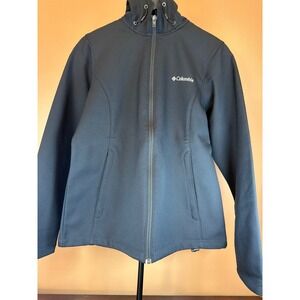 Columbia Womens Black Softshell Full Zip Hooded Jacket Fleece Lined Size Medium‎